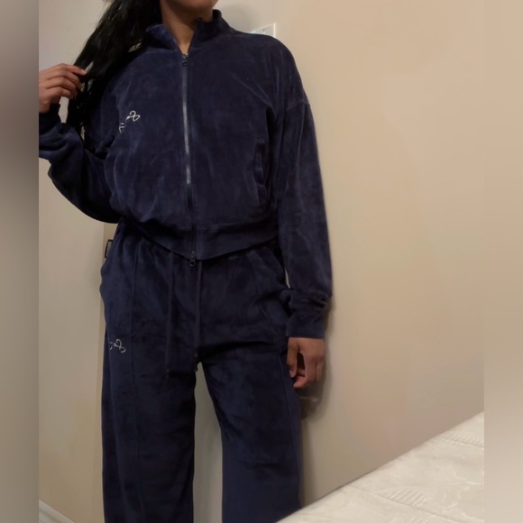 FREE SHIP-3PC Misguided x Sean John velour tracksuit jacket navy women’s US 4,2 - Picture 13 of 16
